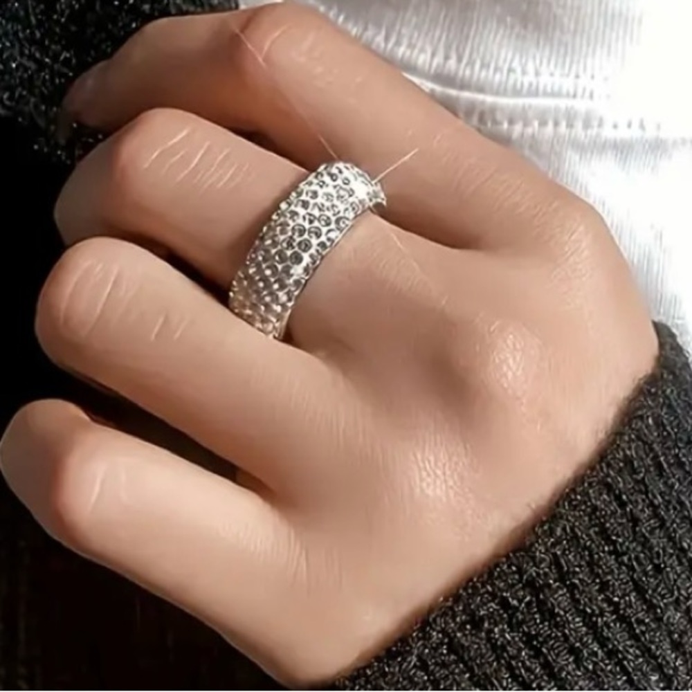Titanium Steel Rhinestone Band Ring